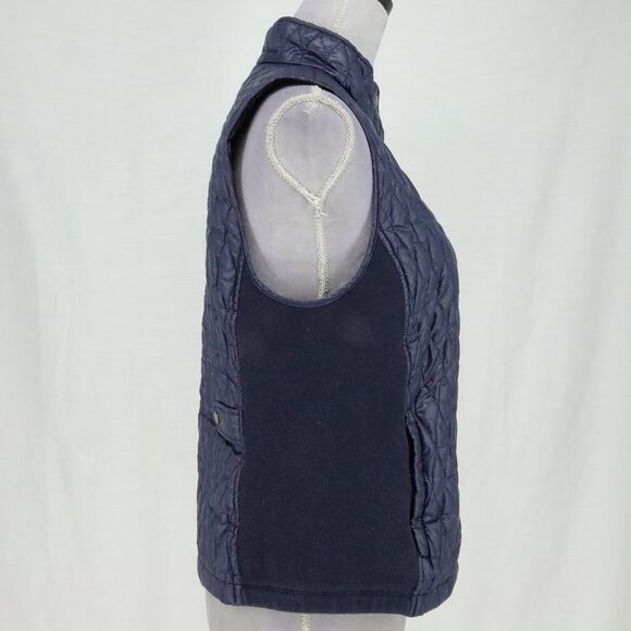 Talbots Puffer Vest Petites MP PM Navy Blue Quilted Full Zip Snaps Pockets - Picture 6 of 16